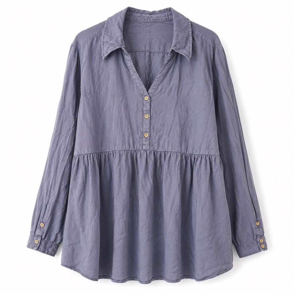 Torrid Womens Size 3 3X Dusty Navy Rayon Babydoll Tunic Blouse Boho